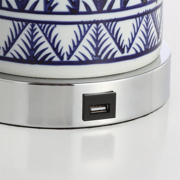 Sulka 27" Ceramic/Iron Contemporary USB Charging LED Table Lamp - JONATHAN Y